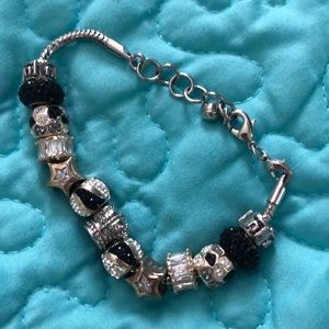 Black and White Beaded Charm Bracelet